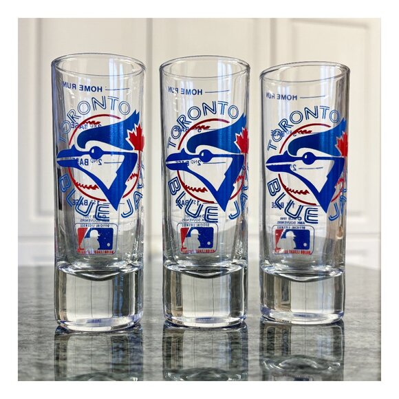 (Set of x3) MLB - Toronto Blue Jays - Vintage 1990 2oz Shot Glasses - Picture 1 of 8